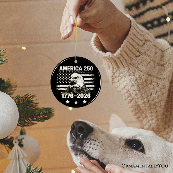 America 250 Years of Freedom Ornament, Patriotic USA Anniversary 1776-2026 Gift and Tree Decor