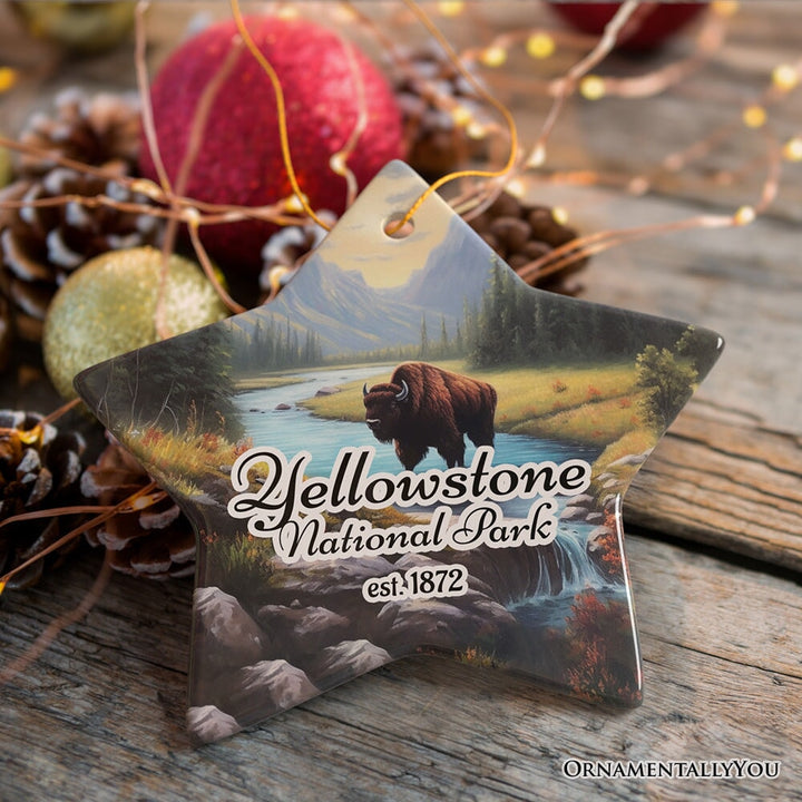 Artistic Yellowstone National Park Christmas Ornament, Gift for Nature Lovers Ceramic Ornament OrnamentallyYou Star 