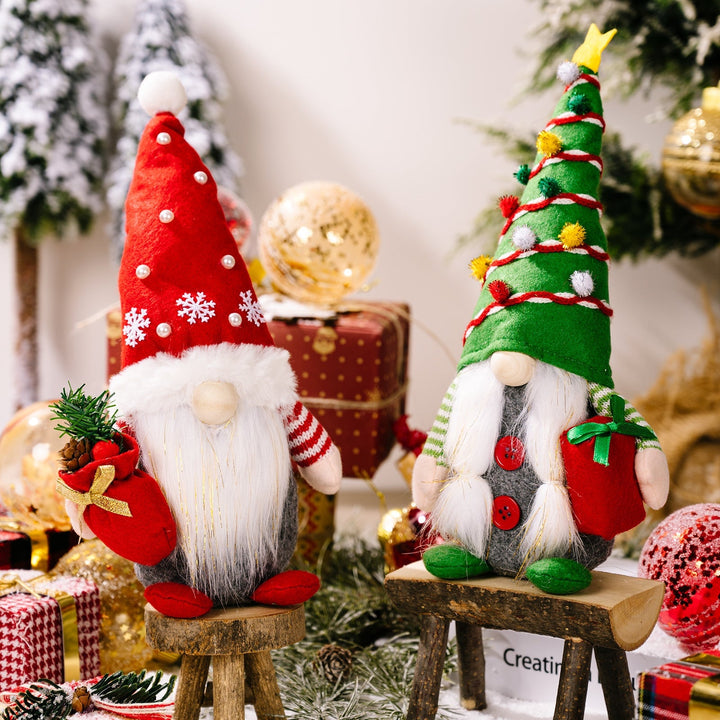 Jolly Companions Christmas Gnome Decor Set of Two, Plush Xmas Home Decor Plush Gnome OrnamentallyYou 