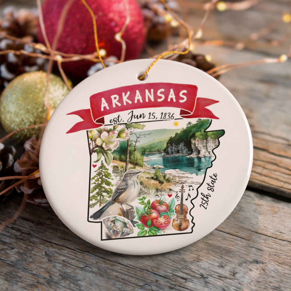 Artistic Arkansas State Themes and Landmarks Christmas Ornament Ceramic Ornament OrnamentallyYou 