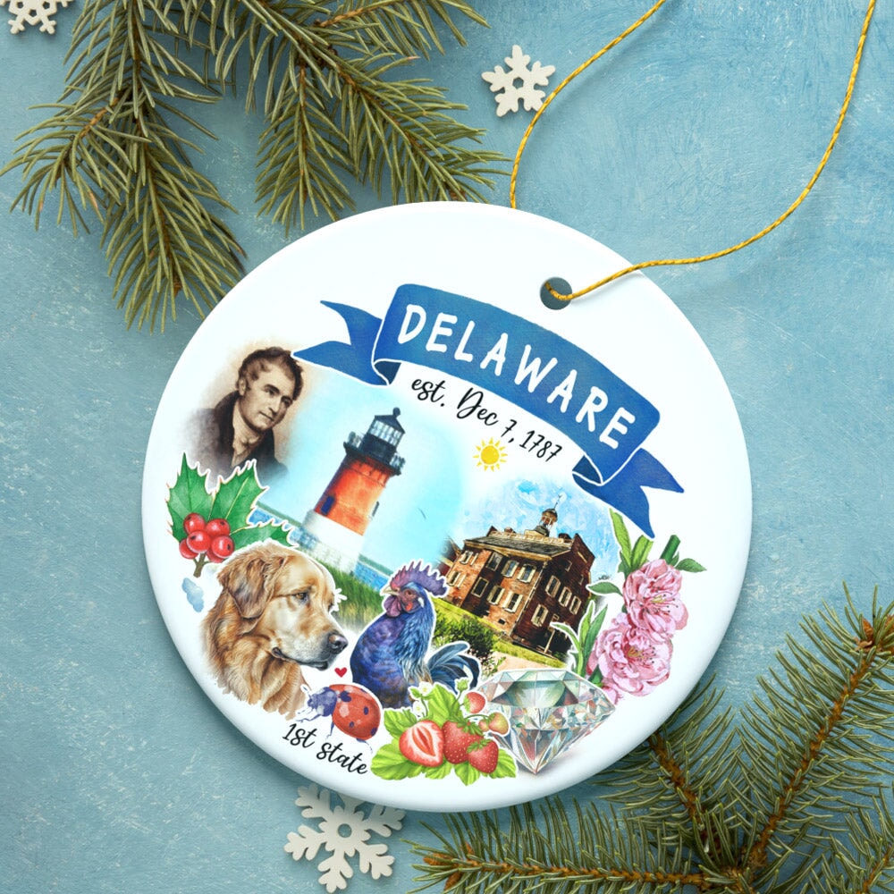 Artistic Delaware State Themes and Landmarks Christmas Ornament Ceramic Ornament OrnamentallyYou 