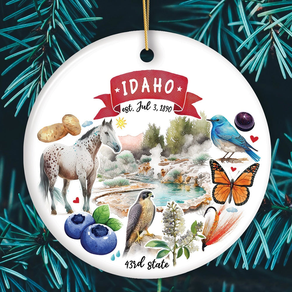 Artistic Idaho State Themes and Landmarks Christmas Ornament Ceramic Ornament OrnamentallyYou Circle 
