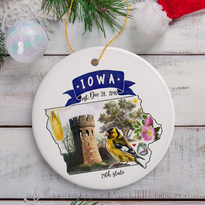 Artistic Iowa State Themes and Landmarks Christmas Ornament Ceramic Ornament OrnamentallyYou 