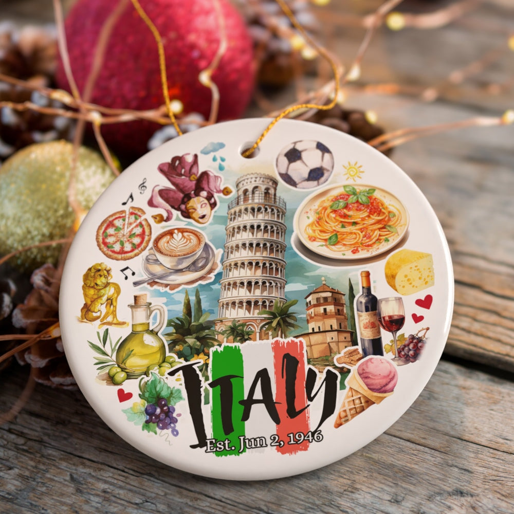 Artistic Italy Landmarks Ornament, Italian Souvenir for Ceramic Christmas Gift Ceramic Ornament OrnamentallyYou 