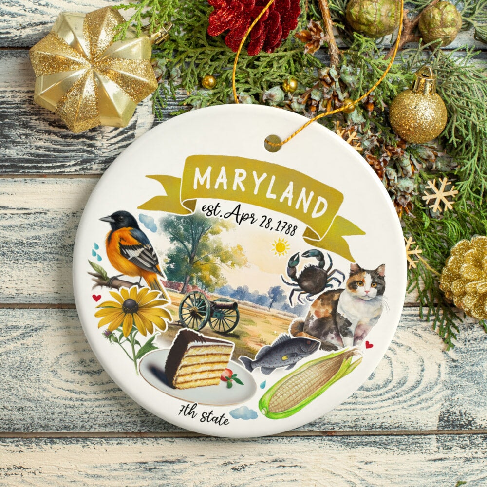 Artistic Maryland State Themes and Landmarks Christmas Ornament Ceramic Ornament OrnamentallyYou 