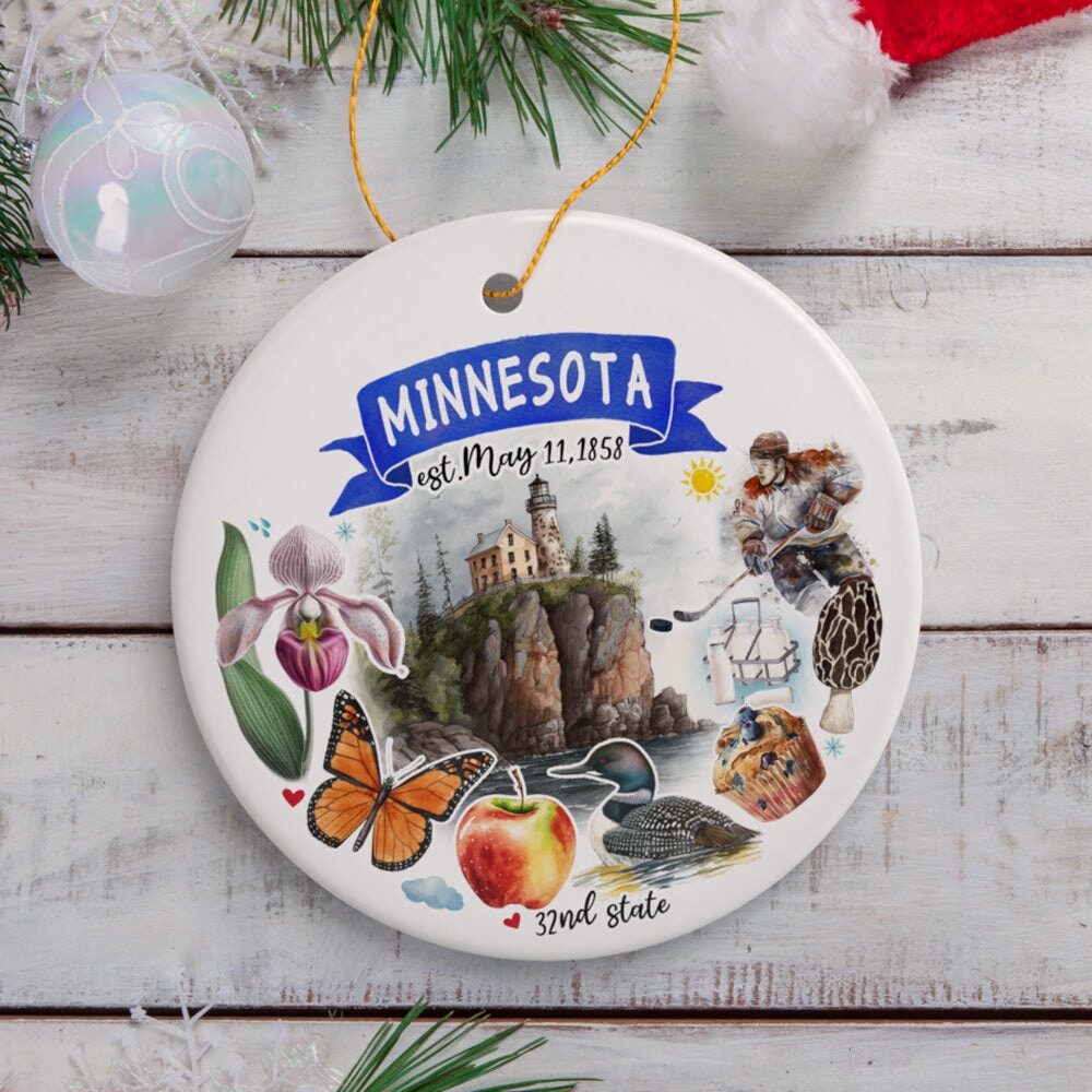 Artistic Minnesota State Themes and Landmarks Christmas Ornament Ceramic Ornament OrnamentallyYou 