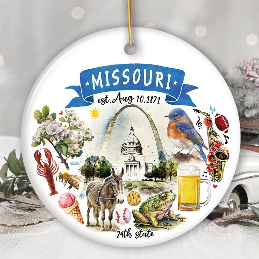 Artistic Missouri State Themes and Landmarks Christmas Ornament Ceramic Ornament OrnamentallyYou Circle 