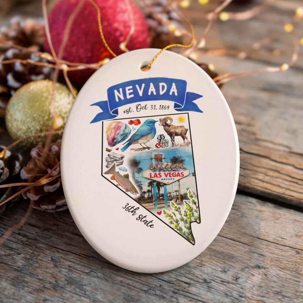 Artistic Nevada State Themes and Landmarks Christmas Ornament Ceramic Ornament OrnamentallyYou 