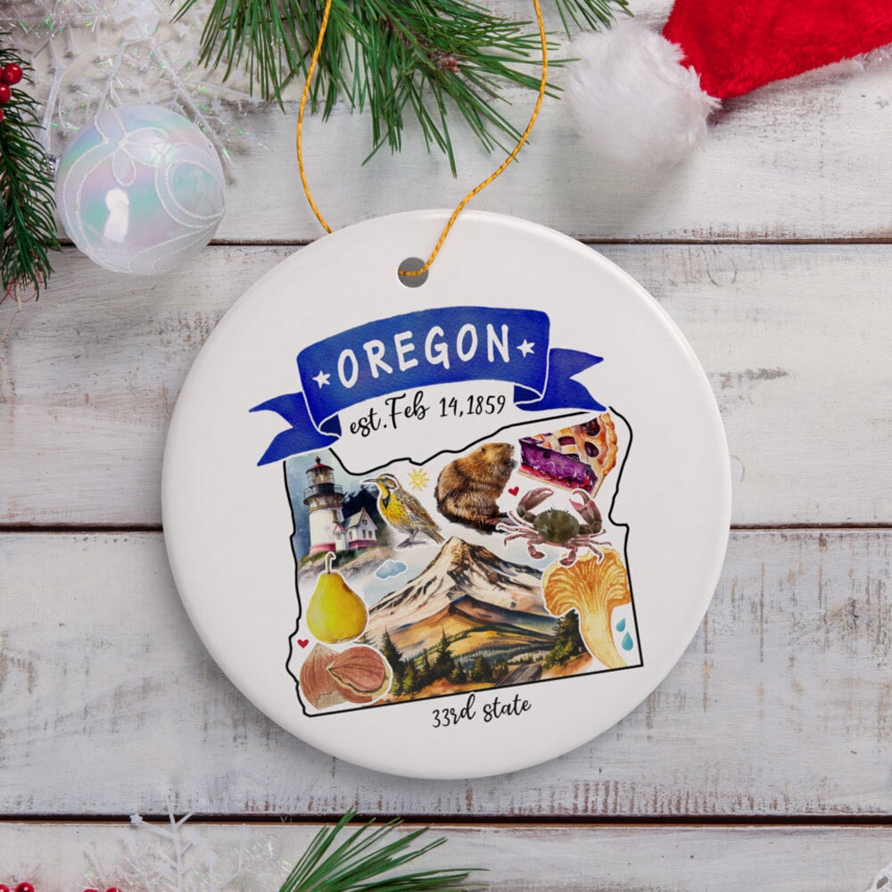 Artistic Oregon State Themes and Landmarks Christmas Ornament Ceramic Ornament OrnamentallyYou 