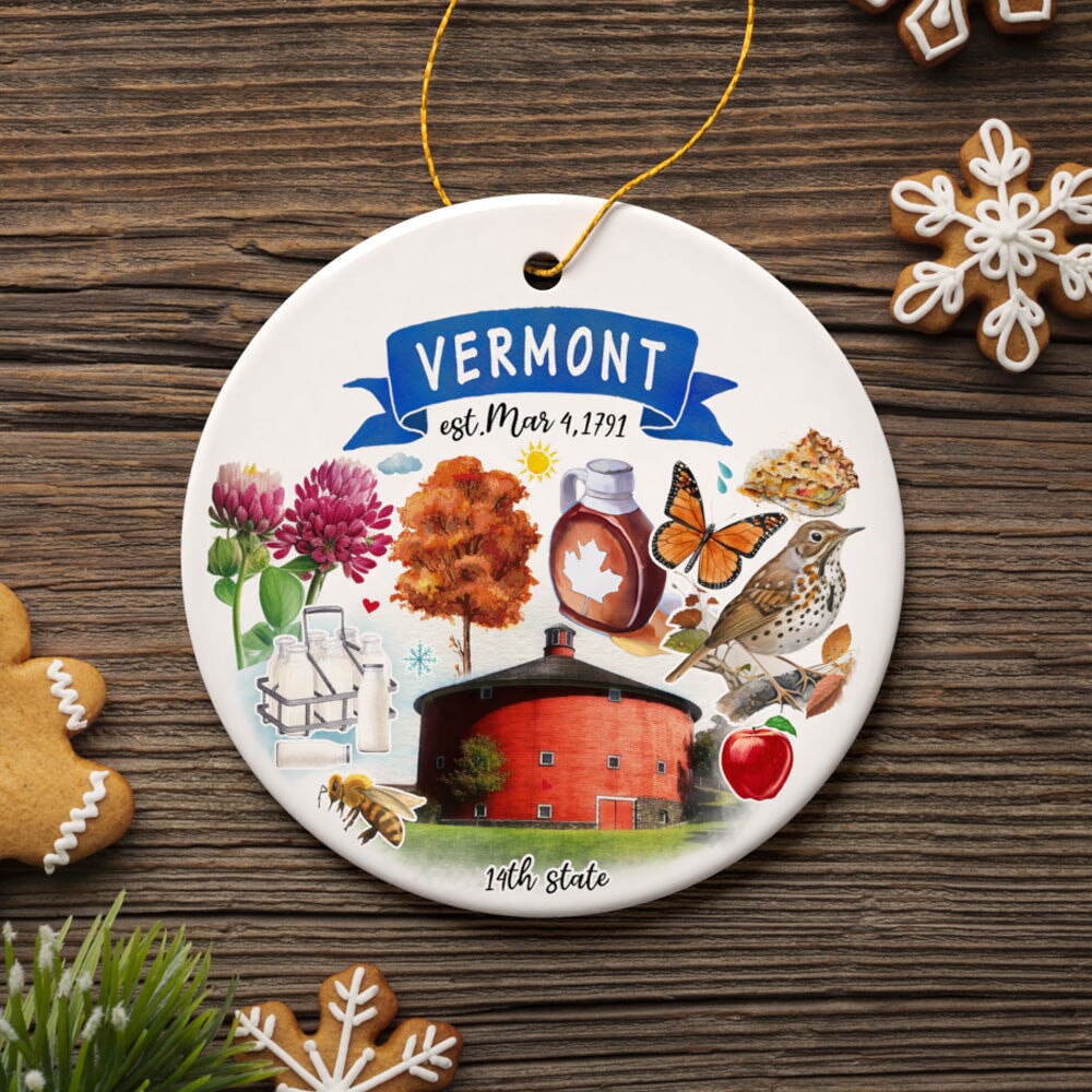 Artistic Vermont State Themes and Landmarks Christmas Ornament Ceramic Ornament OrnamentallyYou 