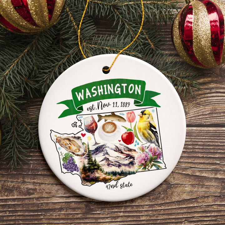 Artistic Washington State Themes and Landmarks Christmas Ornament Ceramic Ornament OrnamentallyYou 