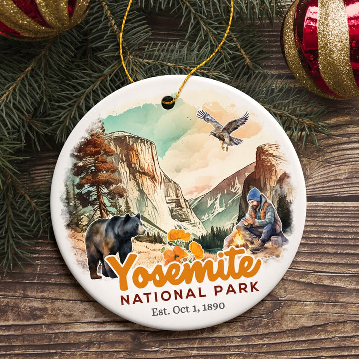 Artistic Yosemite National Park Ornament, California Christmas Gift for Hikers Ceramic Ornament OrnamentallyYou 