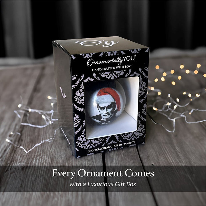 (Pre-Order) Dracula Spooky Christmas Portrait Glass Ornament, Black Horror Halloween Tree Decoration Round Glass Ball Ornament OrnamentallyYou 