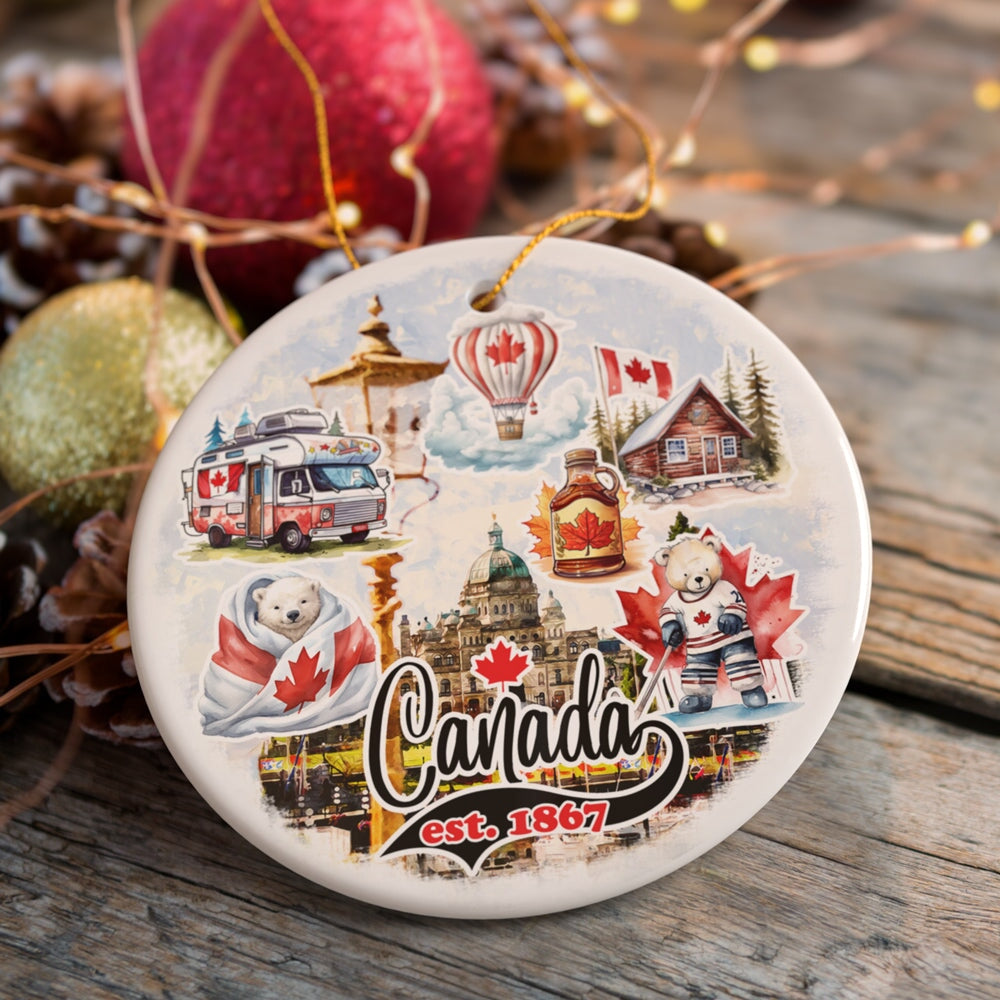 Canada Cultural Heritage and Traditions Artwork Ornament, Canadian Landmarks and Travel Christmas Gift Ceramic Ornament OrnamentallyYou 