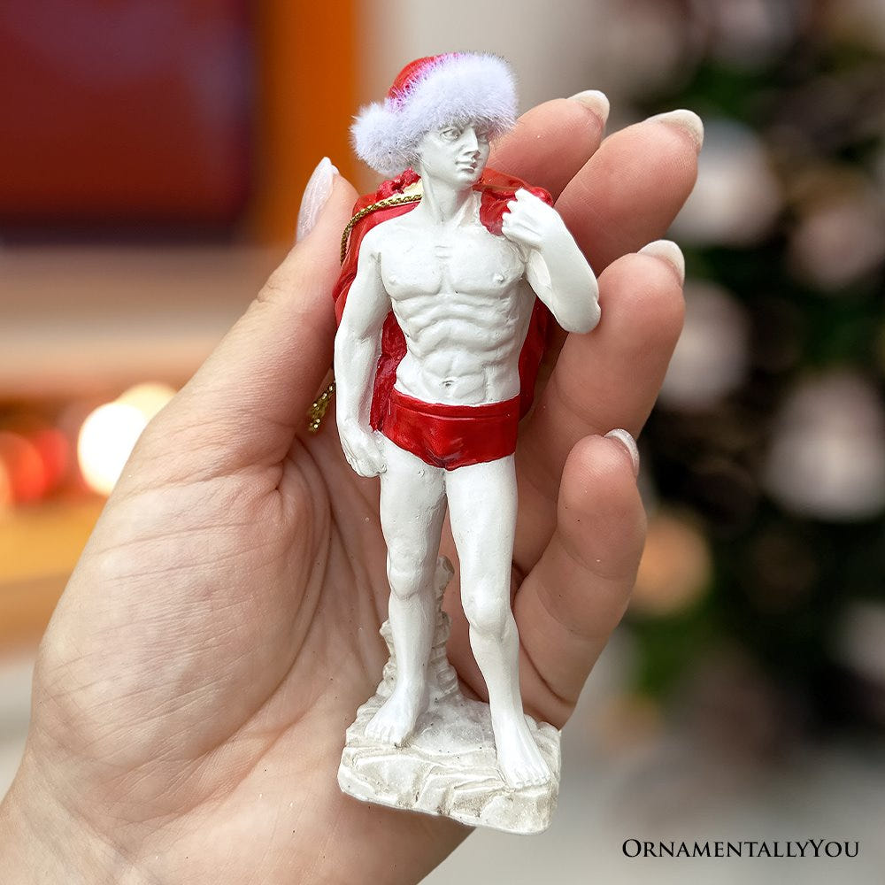 (Pre-Order) Festive Statue of David Ornament, Unique Italian Renaissance and Michelangelo Decor Resin Ornaments OrnamentallyYou 