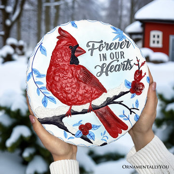 Forever in our Hearts Cardinal Stepping Stone, 9.5" Winter Garden Decorative Resin Figurine Resin Statues OrnamentallyYou 
