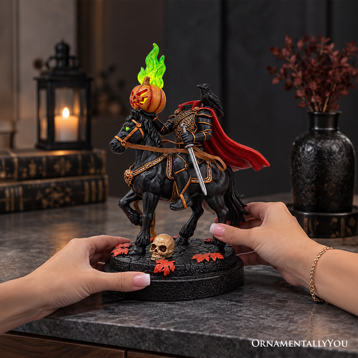 (PRE-ORDER) Headless Horseman Sleepy Hollow LED Lighted Statue, 9" Hauntingly Halloween Decoration Figurines