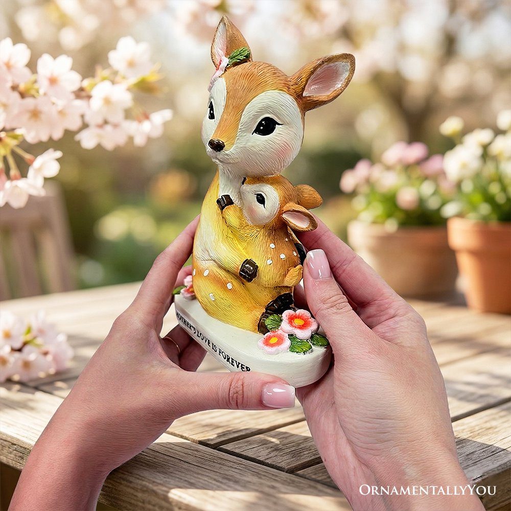 Mother's Love Sentimental Deer and Fawn Figurine, 7" Tabletop Statue and Encouraging Gift for Mom Resin Statues OrnamentallyYou 