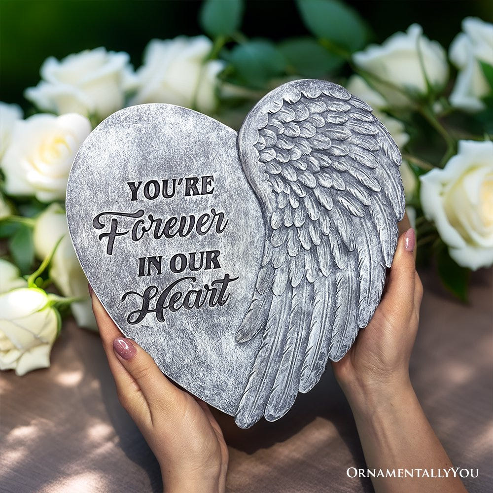 You’re Forever in Our Hearts Angel Wing Stepping Stone, 9.5" Garden Decorative Memorial Resin Figurine Resin Statues OrnamentallyYou 