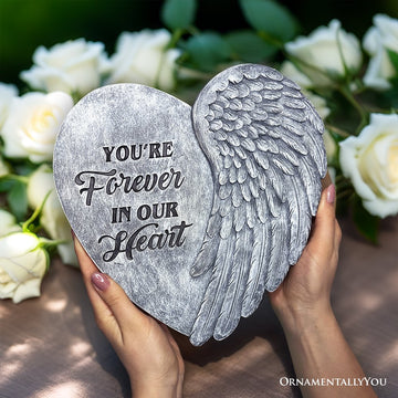 You’re Forever in Our Hearts Angel Wing Stepping Stone, 9.5" Garden Decorative Memorial Resin Figurine Resin Statues OrnamentallyYou 