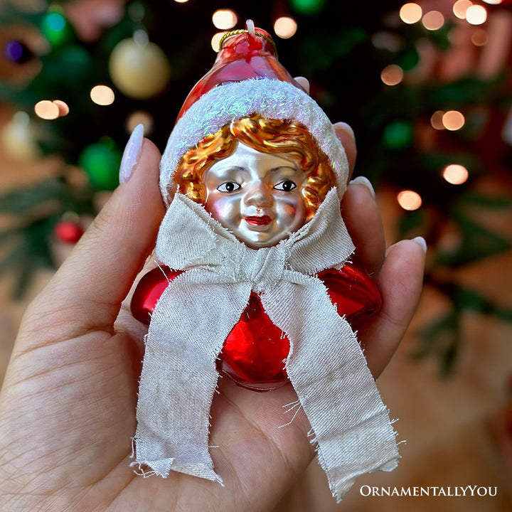 Vintage Victorian Girl Glass Christmas Ornament, Adorable Doll and Retro Holiday Decor Glass Ornament OrnamentallyYou 