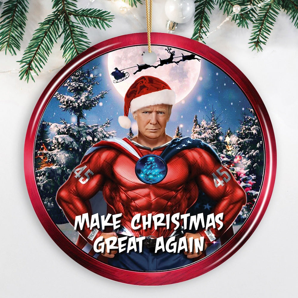 Make Christmas Great Again Donald Trump Ornament Ceramic Ornament OrnamentallyYou Circle 