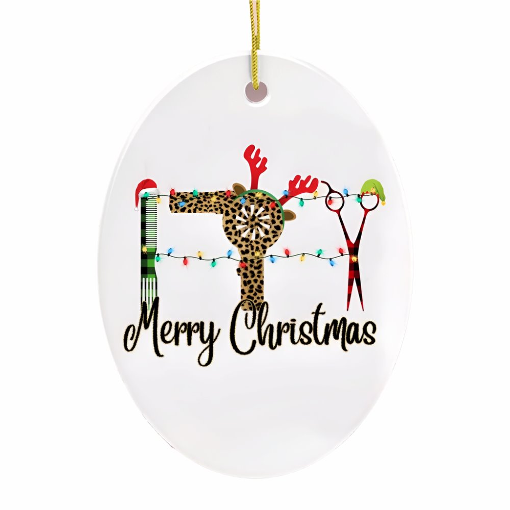 Hairdresser Plaid Merry Christmas Ornament Ceramic Ornament OrnamentallyYou 