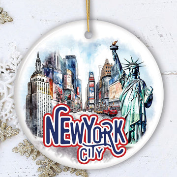 Handmade Artistic New York City Ornament Ceramic Ornament OrnamentallyYou Circle 