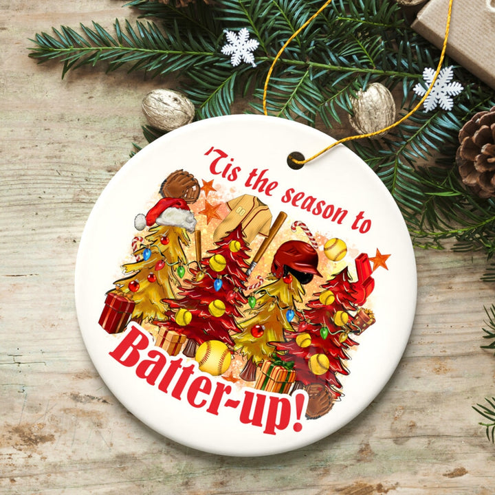 Tis the Season to Batter-Up! Softball Christmas Ornament Ceramic Ornament OrnamentallyYou 