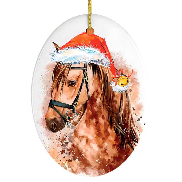 Watercolor Horse Christmas Ornament Ceramic Ornament OrnamentallyYou 