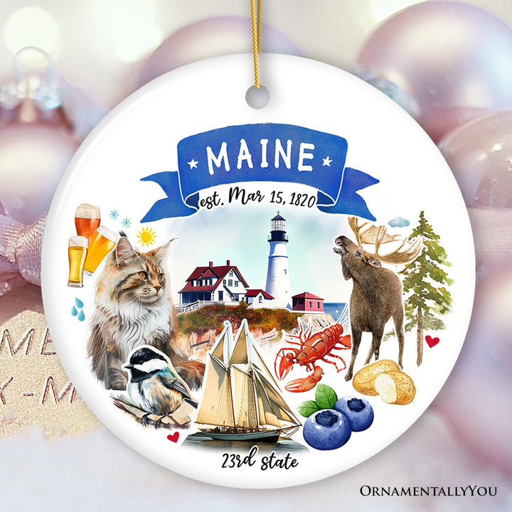 Artistic Maine State Themes and Landmarks Christmas Ornament Ceramic Ornament OrnamentallyYou 