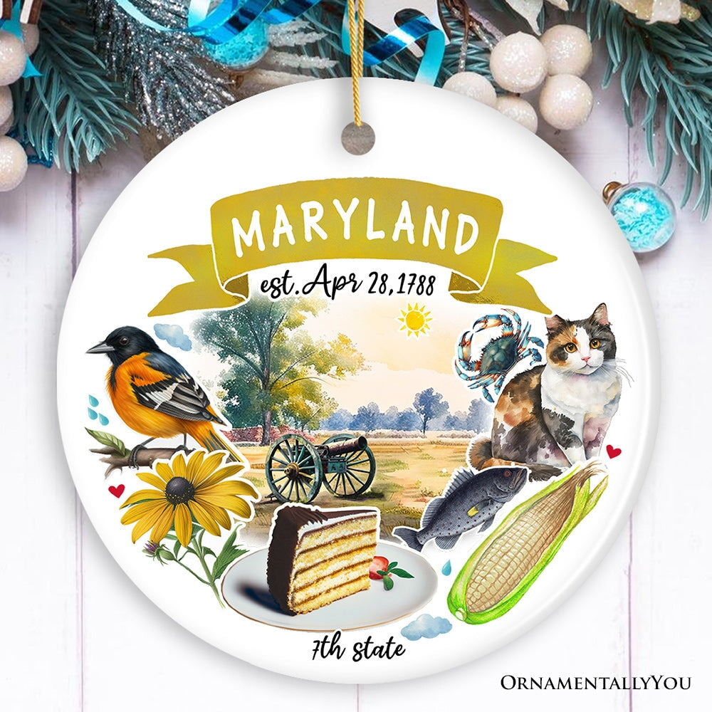 Artistic Maryland State Themes and Landmarks Christmas Ornament Ceramic Ornament OrnamentallyYou 