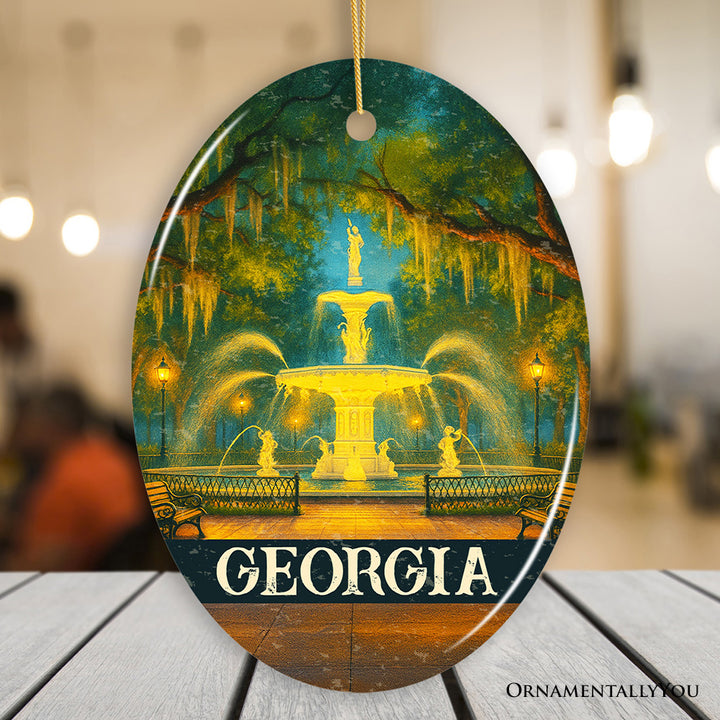 Charming Georgia Forsyth Park Ornament, Savannah Landmark Christmas Gift and Southern Travel Souvenir