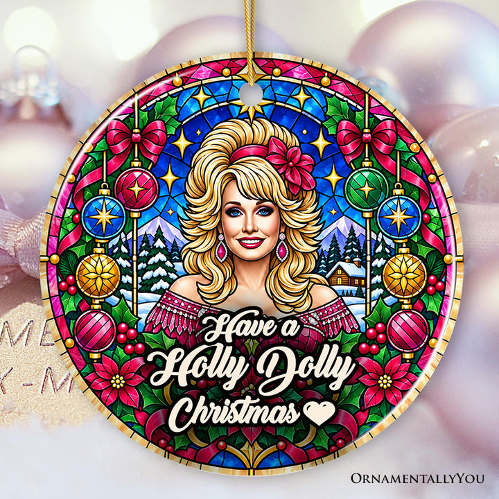 Have a Holly Dolly Christmas Ornament, Marvelous Country Keepsake