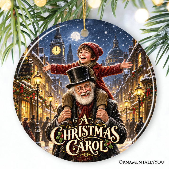 Scrooge and Tiny Tim Ornament, A Christmas Carol Victorian Gift and Tree Decor