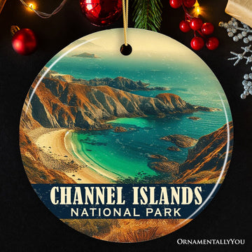 Coastal Channel Islands National Park Ornament, California Rugged Shoreline Christmas Gift and Pacific Ocean Vista Keepsake Ceramic Ornament OrnamentallyYou 
