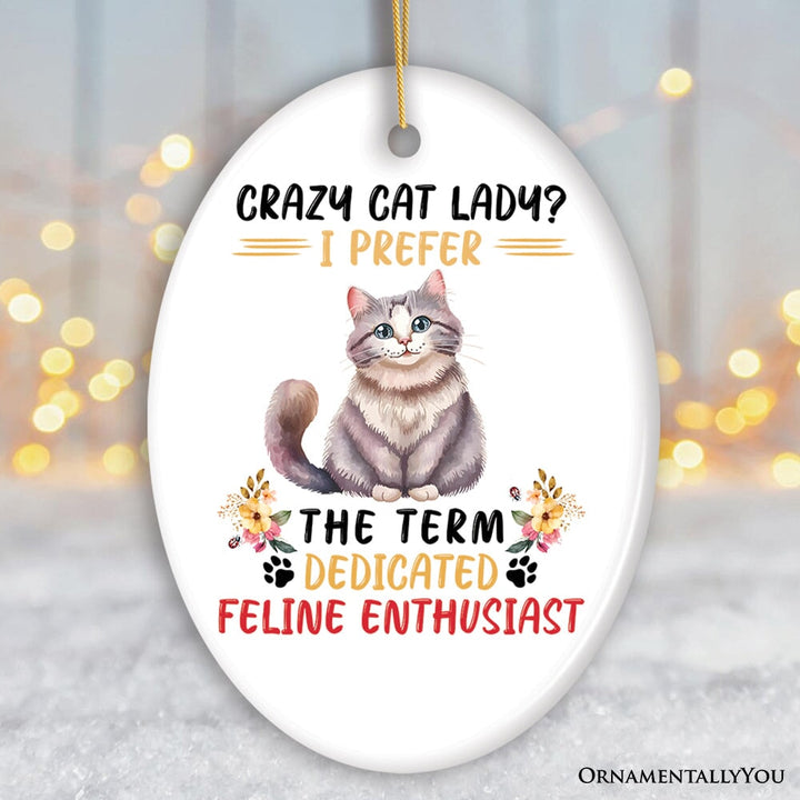 Crazy Cat Lady Ceramic Ornament, Cute and Funny Christmas Gift Ceramic Ornament OrnamentallyYou Oval 