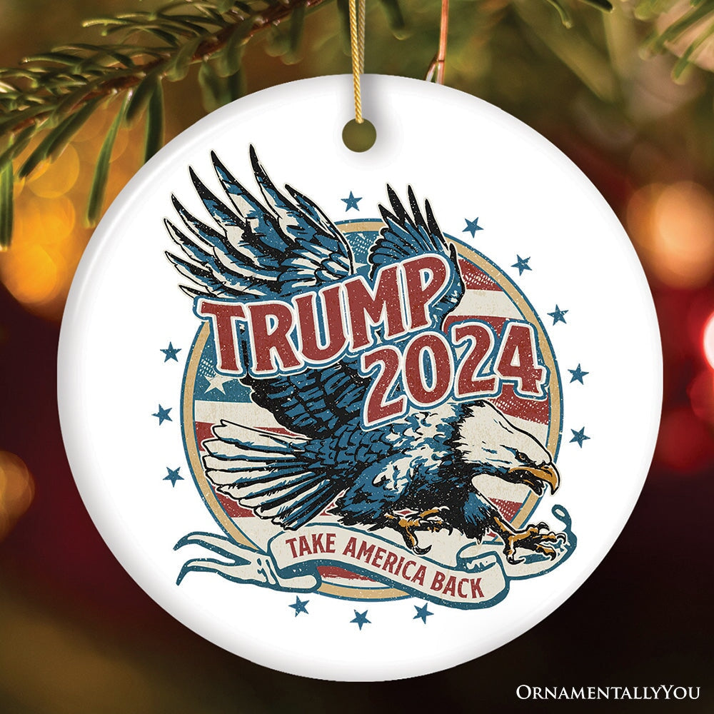 Donald Trump Eagle 2024 Take America Back Vintage Art Ornament OrnamentallyYou Circle 