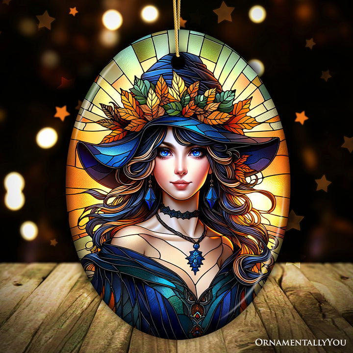 Enchanting Autumn Witch Ornament, Witchy Fall Girl Gift and Decor