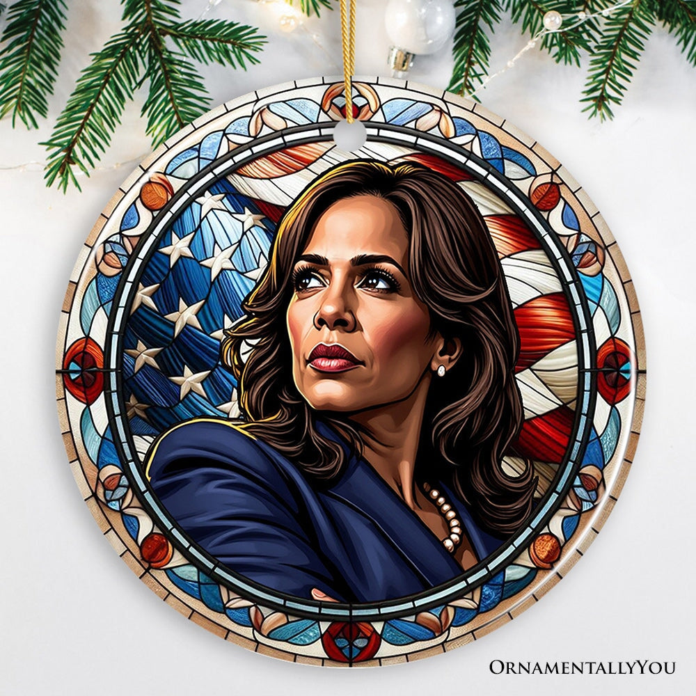 Kamala Harris Symbol of Hope Ornament, Keepsake for Graceful Defender of Justice and Equality Ceramic Ornament OrnamentallyYou Circle 