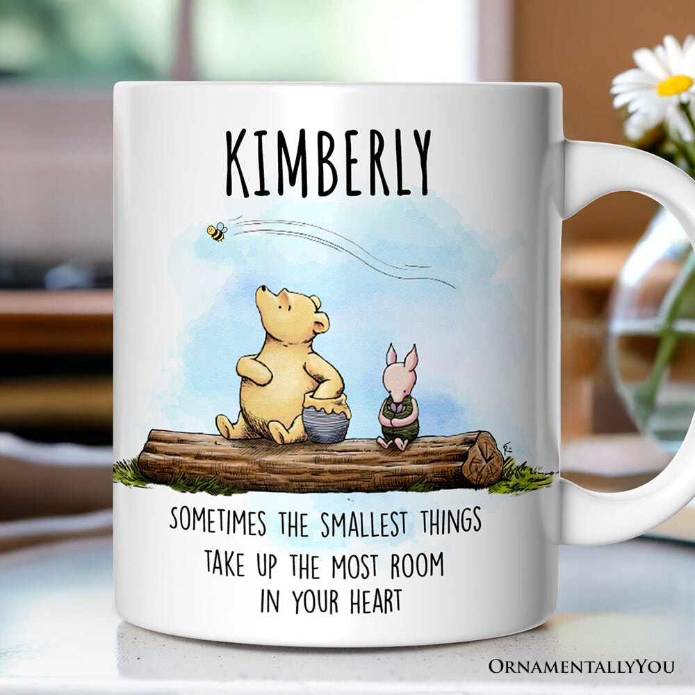 Sentimental Heartwarming Winnie-the-Pooh Quote Personalized Mug, 1926 A.A. Milne Small Things Friendly Gift with Custom Name Personalized Ceramic Mug OrnamentallyYou 12oz Mug Customized 