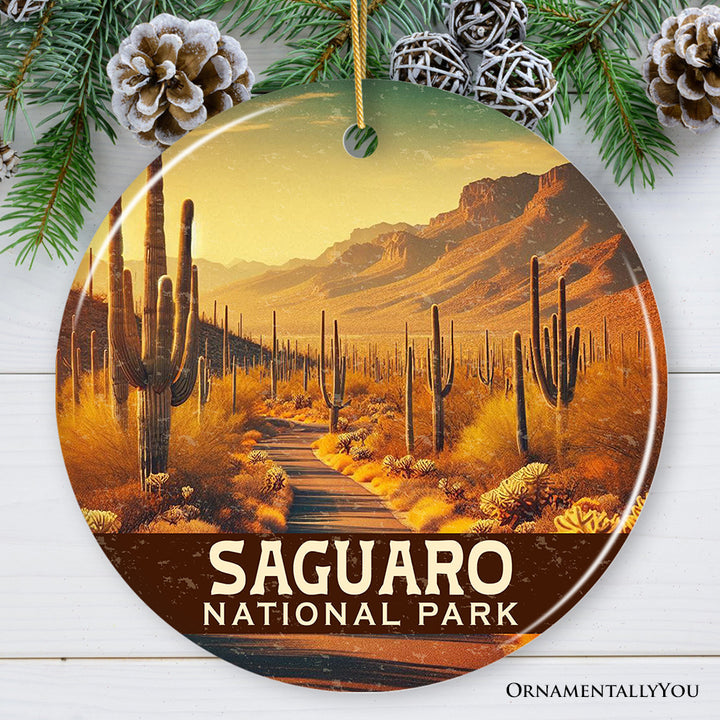 Sunlit Saguaro National Park Ornament, Arizona Desert Trail Christmas Gift and Southwest Wilderness Keepsake