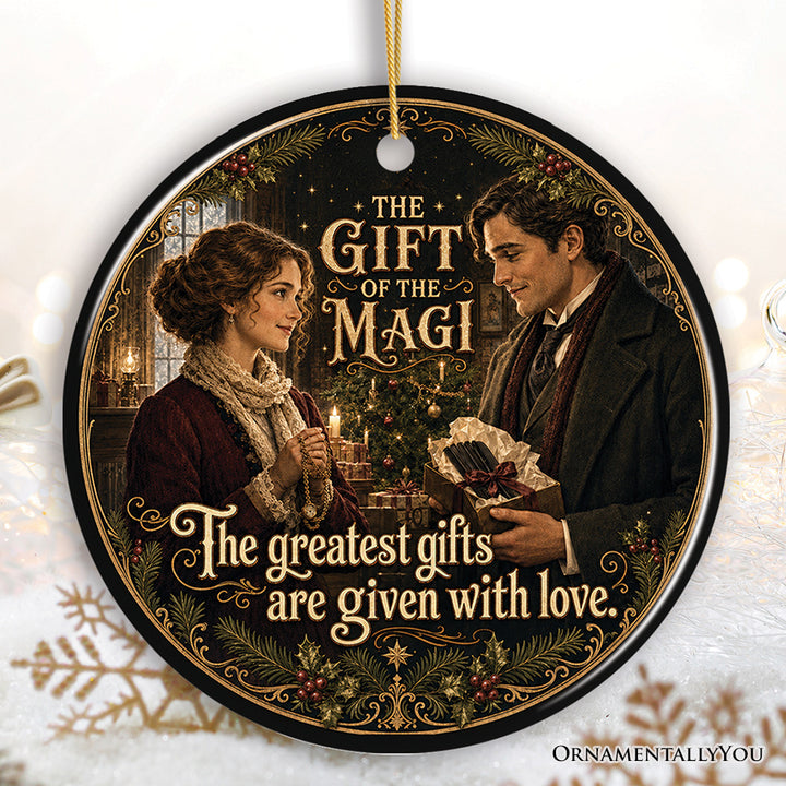 The Gift of the Magi Given With Love Quote Ornament, Romantic Literary Story Gift and Tree Decor