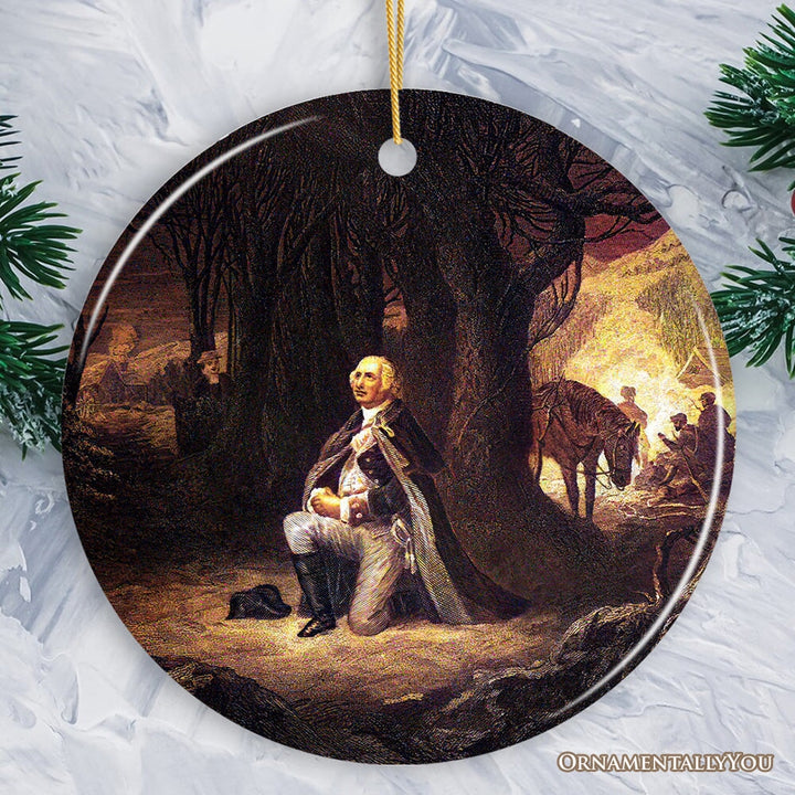 Arnold Friberg Prayer at Valley Forge Ornament, Historical and Patriotic George Washington Christmas Gift and Keepsake Ceramic Ornament OrnamentallyYou 