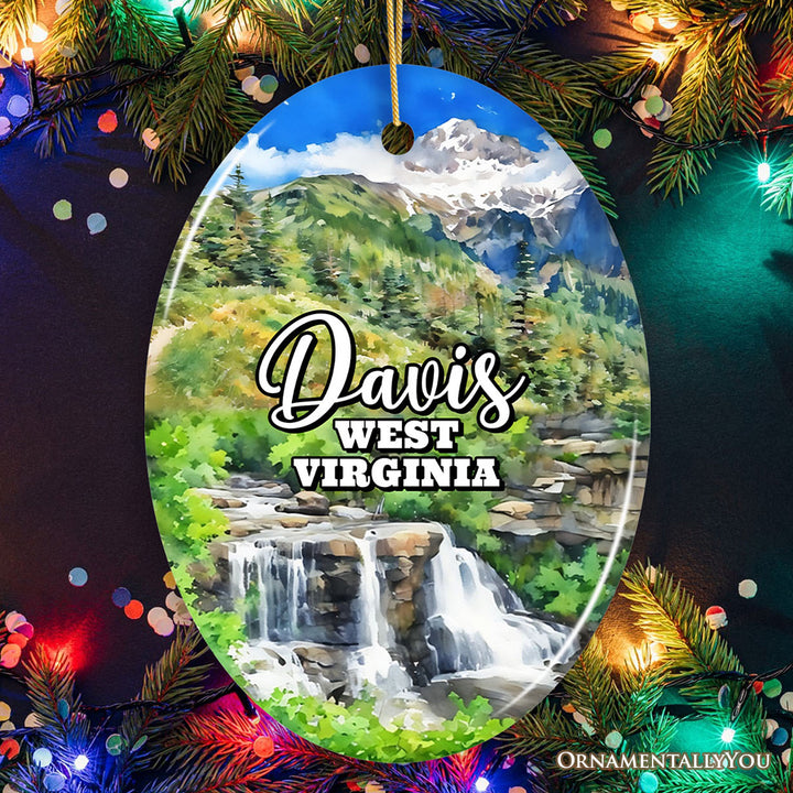 Adventurous Davis Mountain Town Ornament, West Virginia Appalachian Charm Christmas Gift and Souvenir