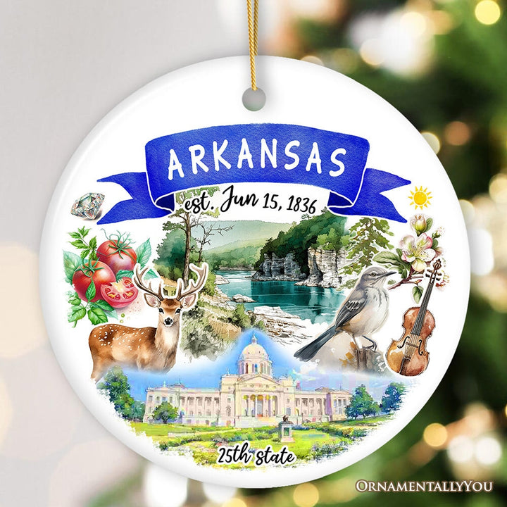 Artistic Arkansas State Themes and Landmarks Christmas Ornament Ceramic Ornament OrnamentallyYou Version 2 