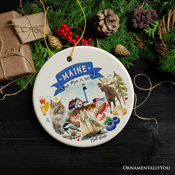 Artistic Maine State Themes and Landmarks Christmas Ornament Ceramic Ornament OrnamentallyYou 