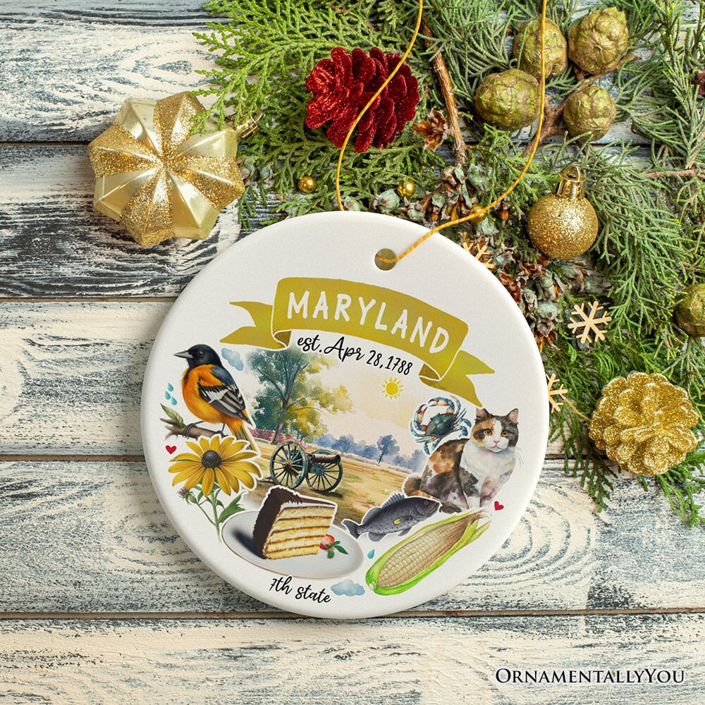 Artistic Maryland State Themes and Landmarks Christmas Ornament Ceramic Ornament OrnamentallyYou 