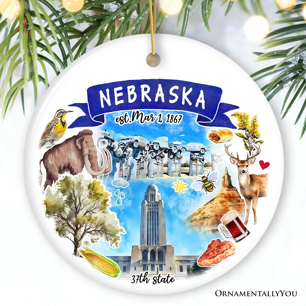 Artistic Nebraska State Themes and Landmarks Christmas Ornament Ceramic Ornament OrnamentallyYou Version 2 