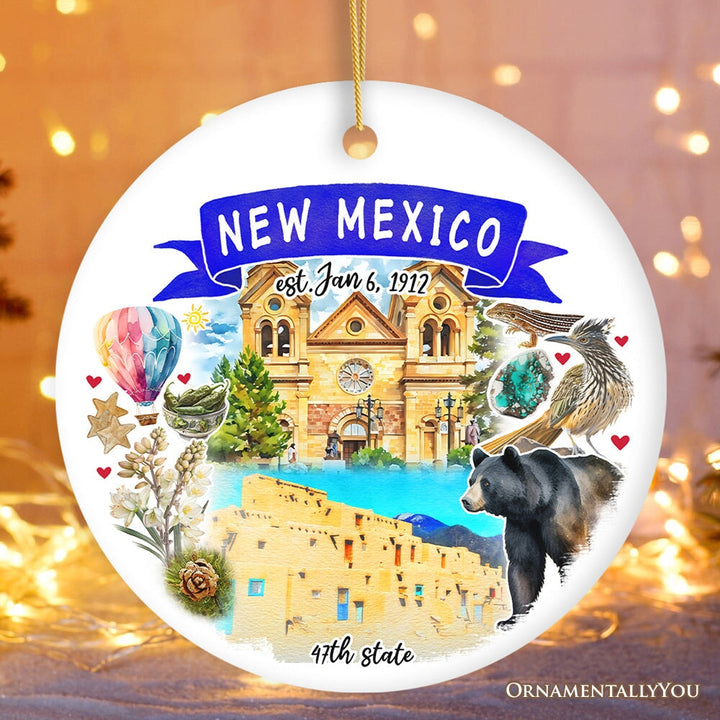 Artistic New Mexico State Themes and Landmarks Christmas Ornament Ceramic Ornament OrnamentallyYou Version 2 